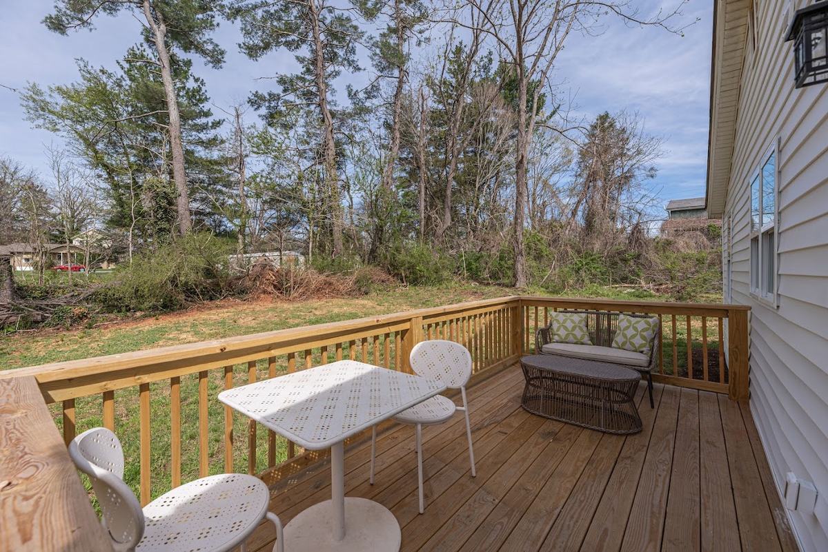 Back deck with table and chairs