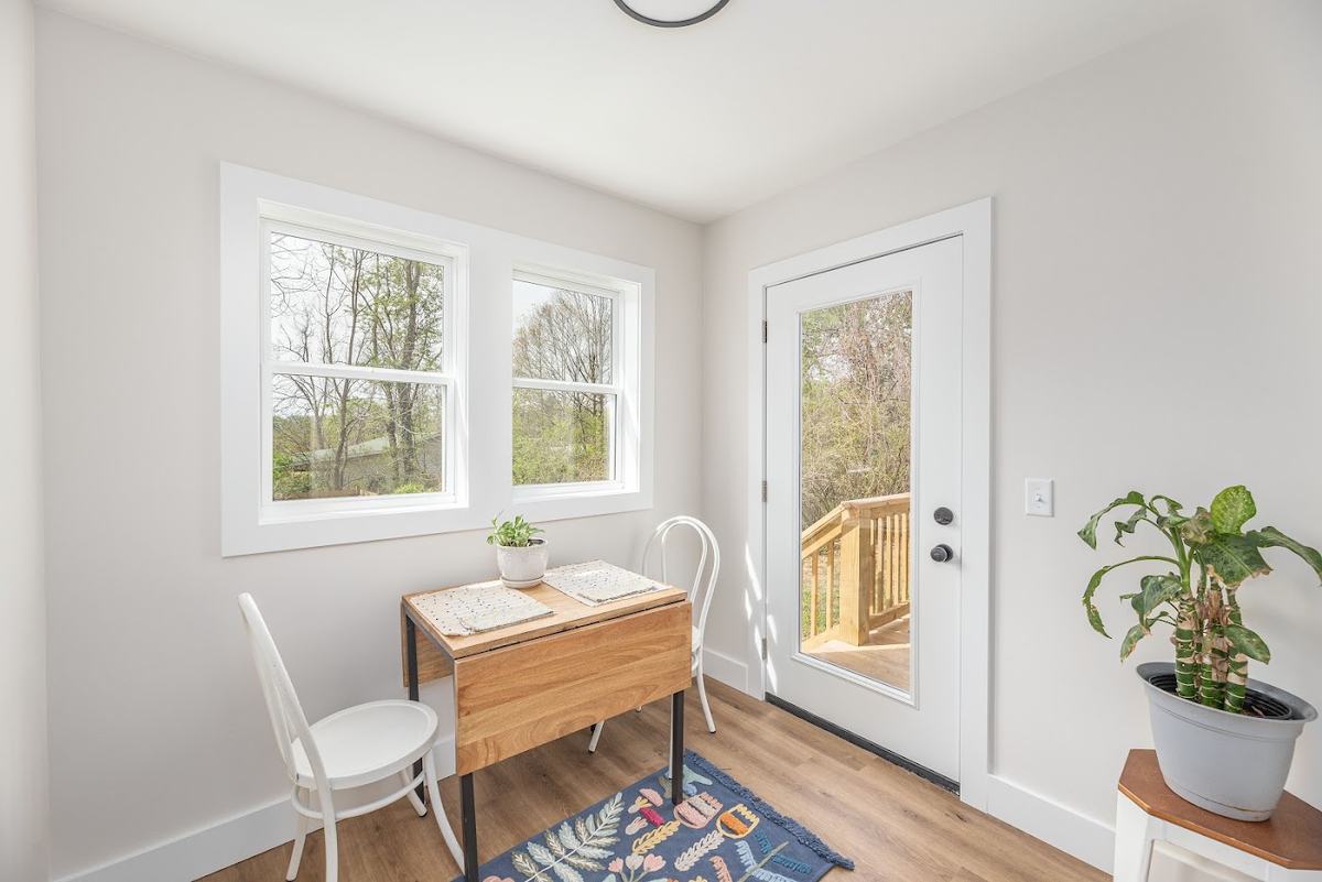 Dining nook with door to the back deck