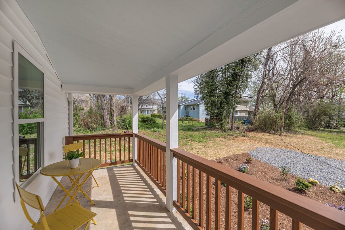 Covered porch looking toward the side yard