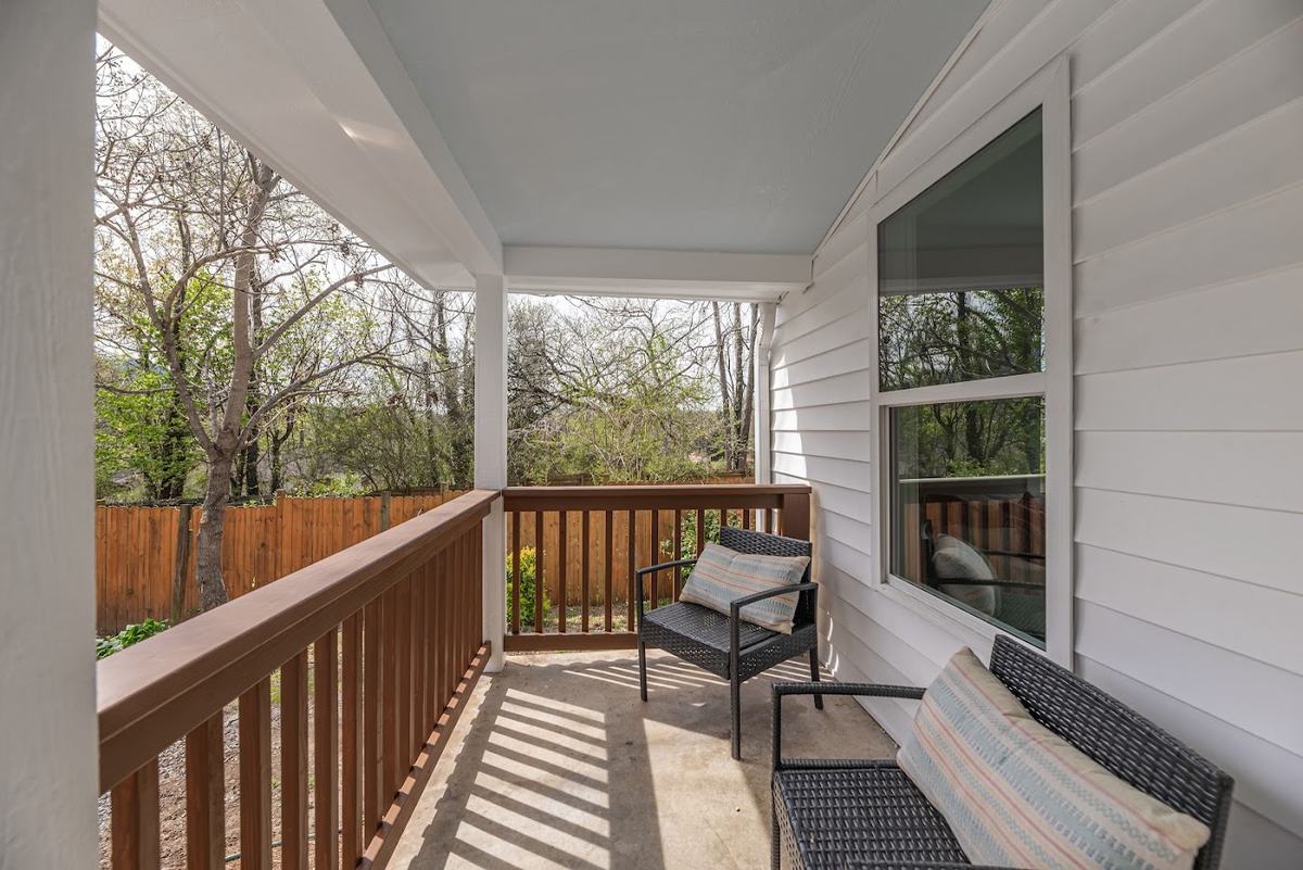 Covered porch with seating