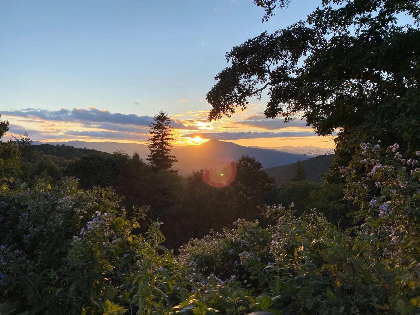 Sunrise over the Blue Ridge Mountains along the Blue Ridge Parkway near Asheville