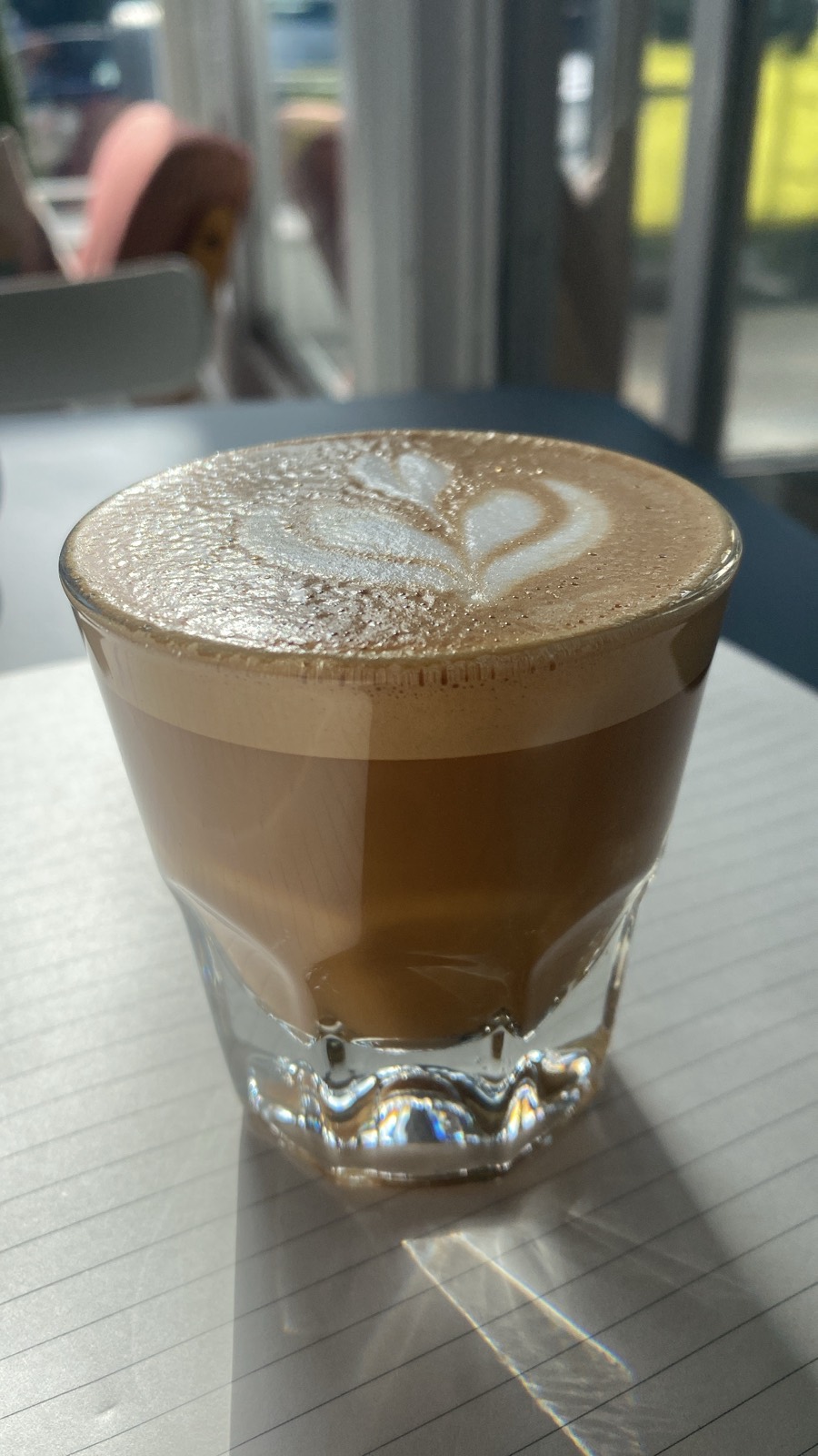 Latte art at Trade and Lore Coffee in Asheville